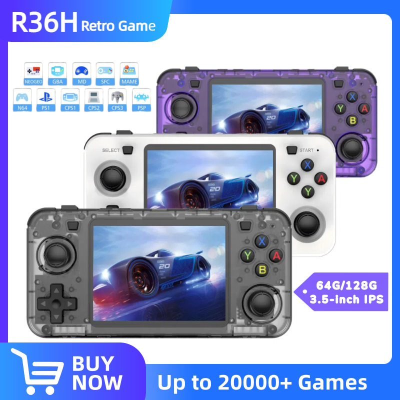 Retro Handheld Console Linux Ips Screen - Consola de videojuegos portátil R36H, sistema